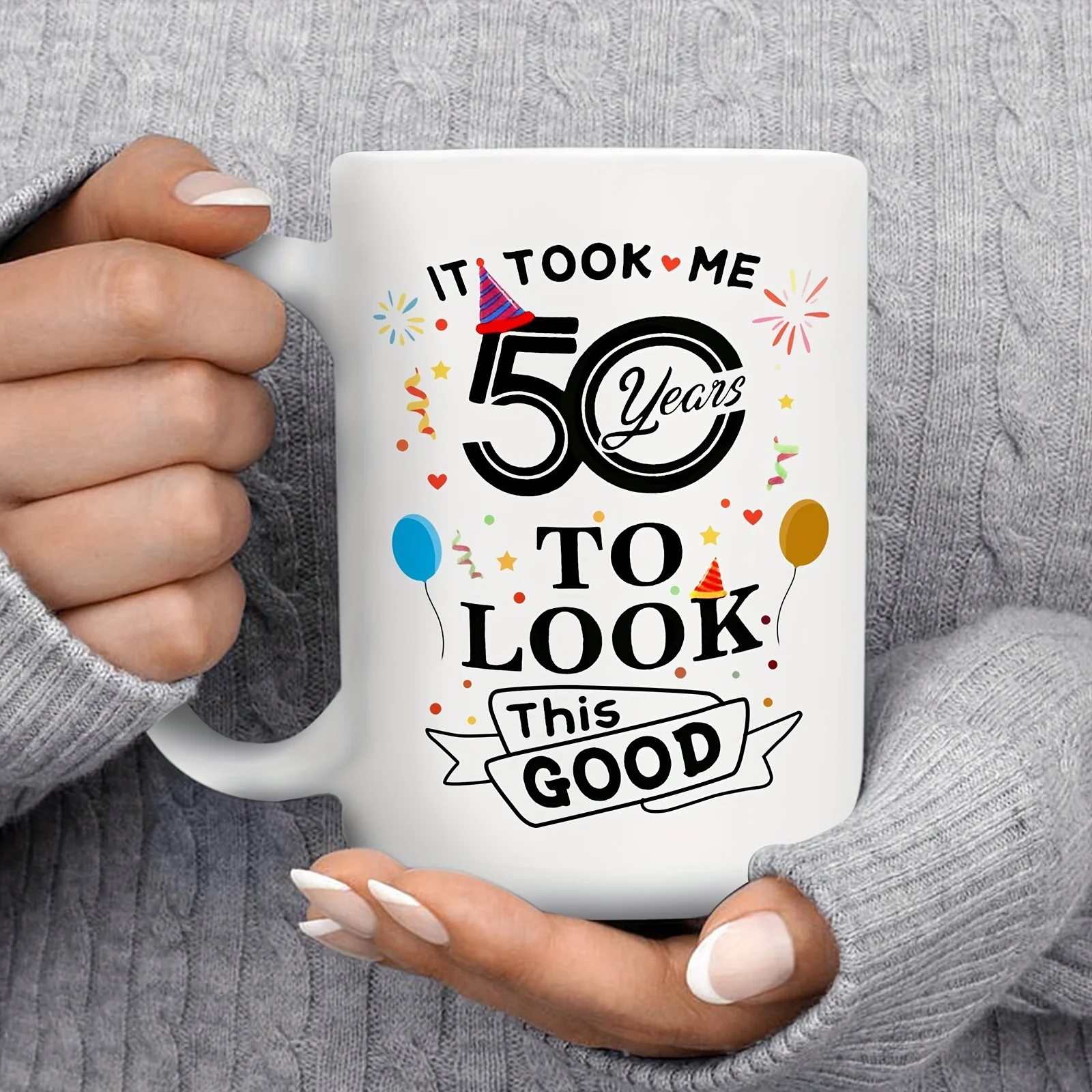 

15oz Large 50th Birthday Coffee Mug, 50 Years Old Birthday Gifts For Women, Men, Dad, Mom, 1973 Birthday Gifts For Women