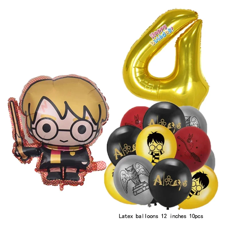 12-teiliges Set Folienballons Nummer 0-9 Zauberer-Cartoon Globos Magisches Harry-Potter-Thema Geburtstagsparty Aluminiumfolie Deko-Zubehör – Detail 5