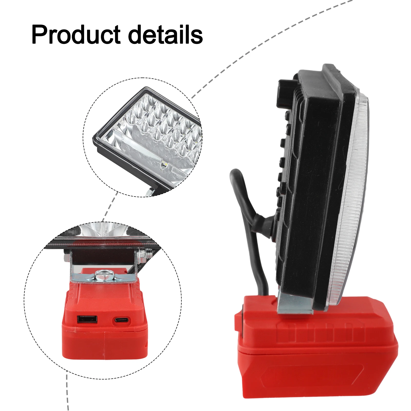 Adjustable Brightness Cordless Work Light Work Scenarios Outdoor Events Use Overload Protection ABS And Metal Material