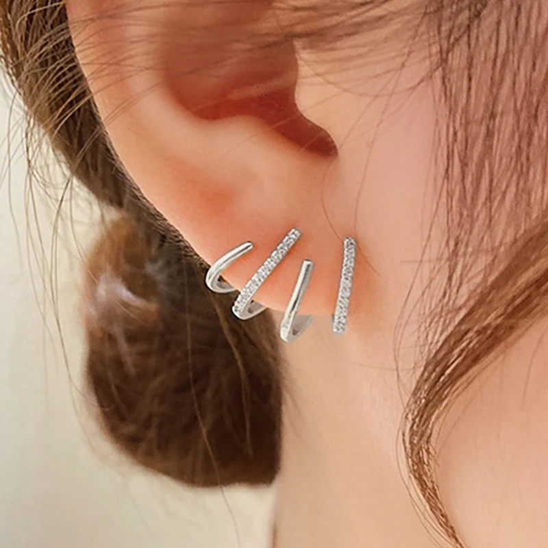 Huitan Heiße Trendy Klaue Geformte Piercing Ohrringe für Frauen Luxus Gepflastert Glänzenden Kristall CZ Steine Mode Ohr Zubehör Schmuck