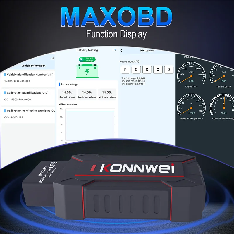 Full Car System OBD2 Diagnostic Tool New KONNWEI MAXOBD Bluetooth Version For BMW For Benz Code Read Engine ABS For IOS/Android
