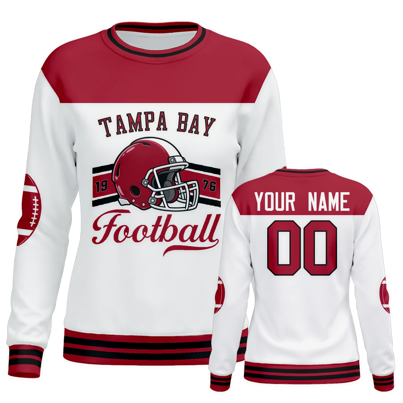 Personalized Tampa Bay City Sweatshirt for Women, Custom Name Number Crewneck Sweatshirt, Custom Logo Casual Daily Sweatshirt