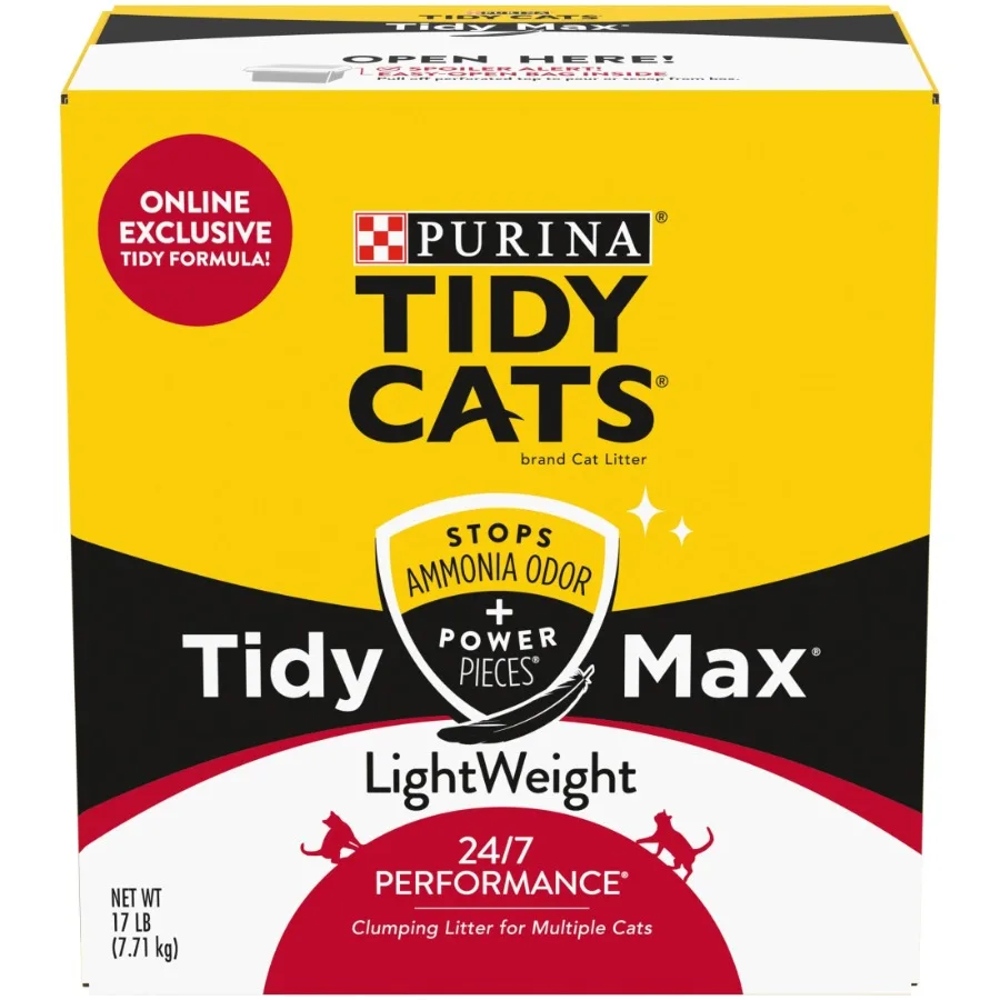 

Наполнитель для кошачьего туалета Purina Tidy Max, комкующийся, легкий, контроль запаха 24/7, 17 фунтов. Коробка