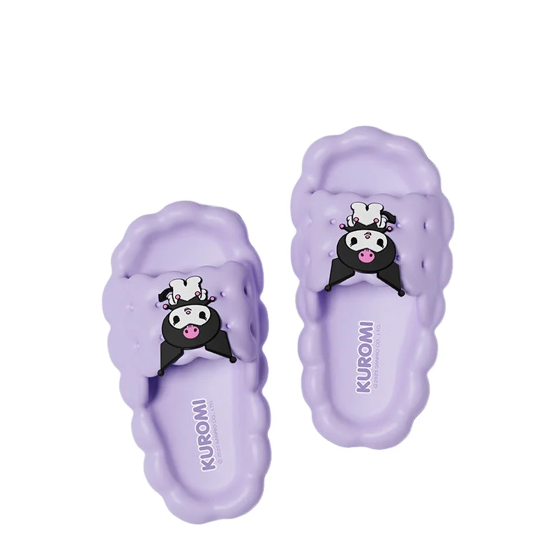 

Тапочки Sanrio Girly Outside Kuromi, новый стиль, летняя мода, домашние милые утолщенные сандалии с героями мультфильмов, уличные домашние дерьмо.
