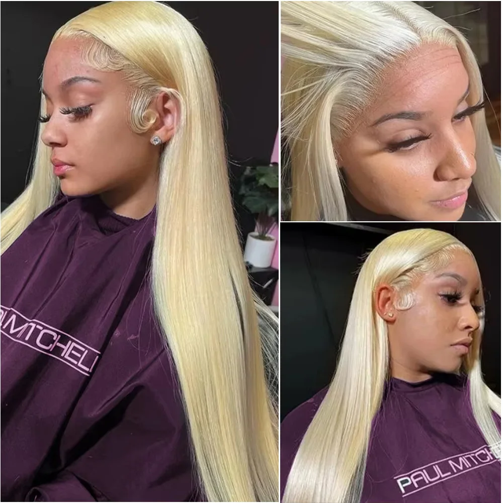 40 بوصة العظام شعر طبيعي مفرود الدانتيل الباروكات 13x4 و 13x6 HD الدانتيل أمامي # 613 باروكات برازيلية مقطوعة مسبقًا بلون أشقر للنساء