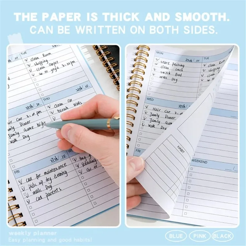 دفتر ملاحظات أزرق أسود إصدار محدود دفتر أسبوعي خطة سنوية شهرية سجل السفر