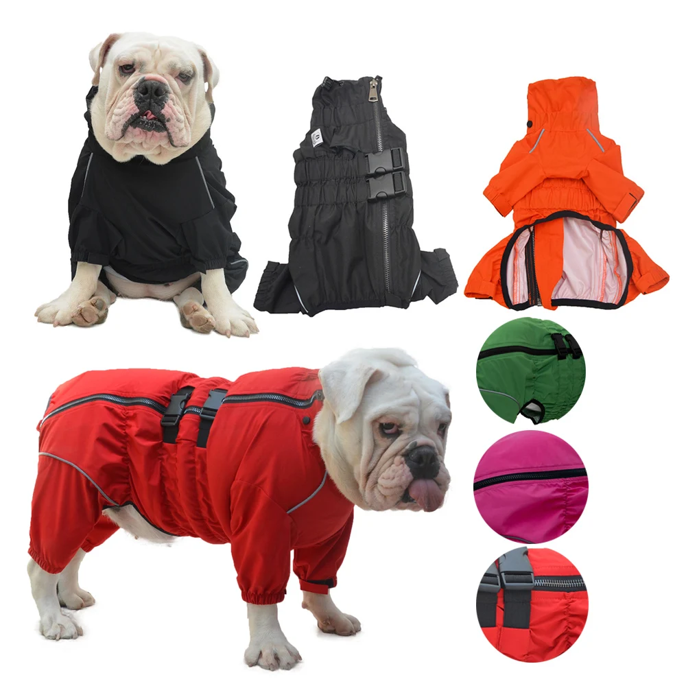 Dogs Raincoats Bulldog 4 Legs Covered Waterproof Reflective French Bulldog  Dog Clothes Vest Outdoor Bully Pitbull Rain Jacket