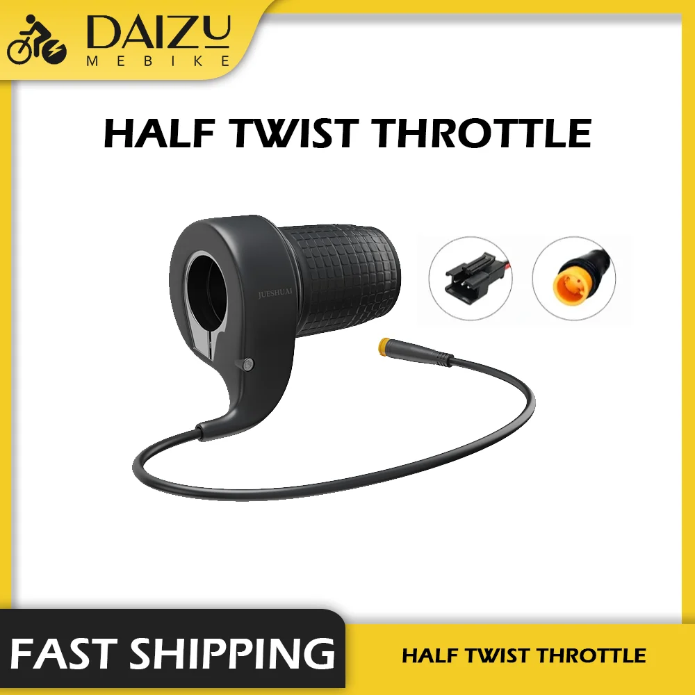 

Electric Bicycle Half Twist Throttle with SM/WP Plug Ebike Gas Handle Acceleration Cycling Accessories Connector for E Scooter