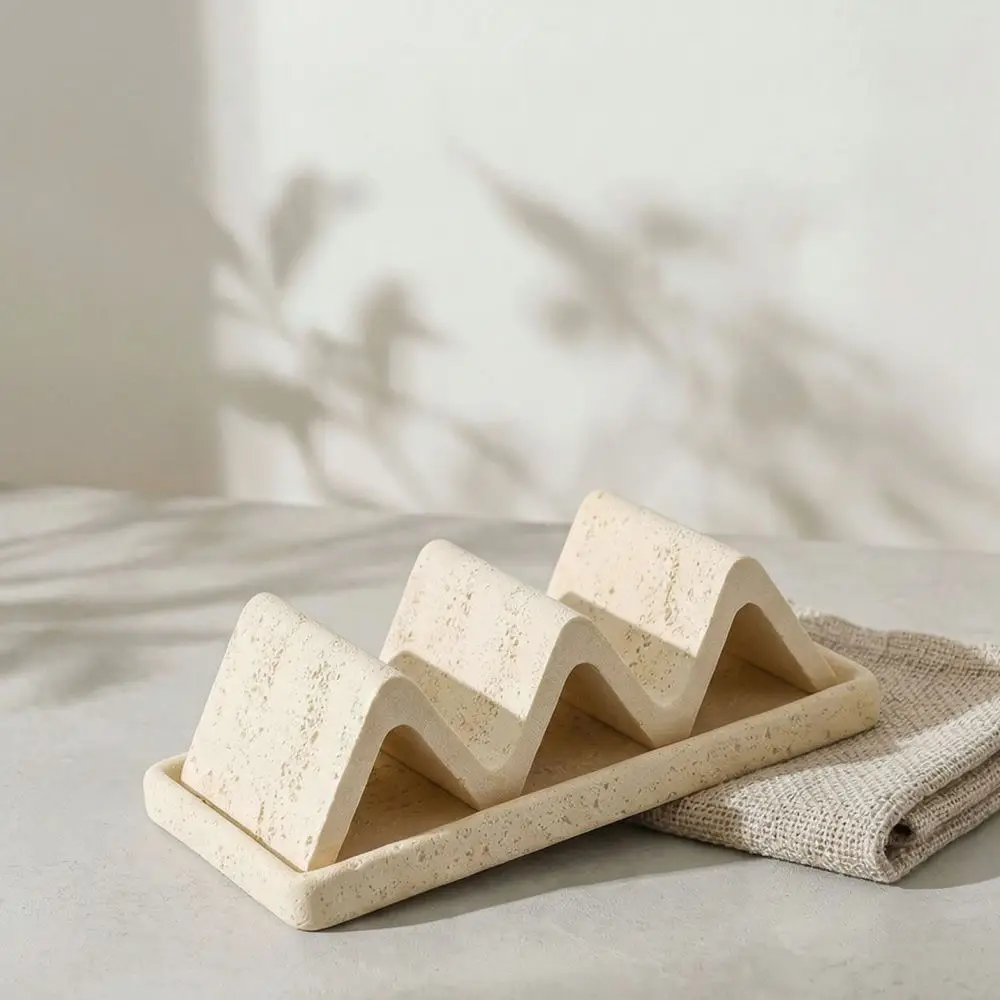 Modern Travertine Soap Dish Rectangular Stone Soap Tray Minimalist Bathroom Accessory Decor Desktop Soap Storage Stand