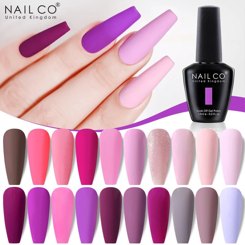 NAILCO Autumn Winter Gel Nail Polish Matte Top Coat Plum Color Semi Permanent Soak Off UV LED Nails Gel Art Designs Varnish 15ml
