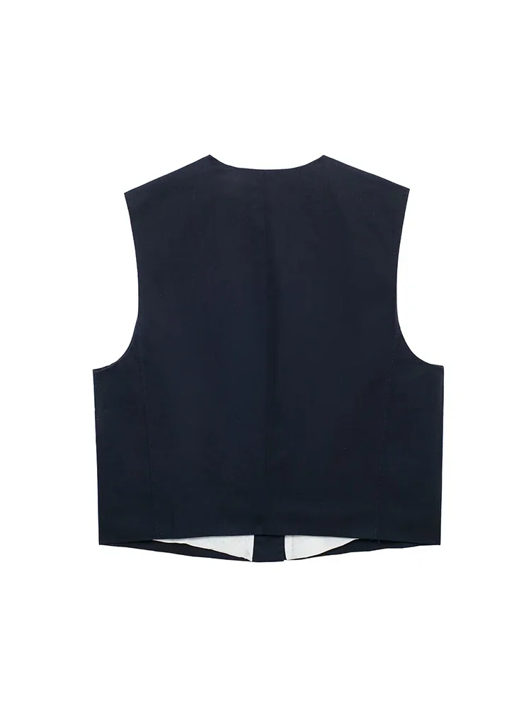 Willshela Frauen Mode Schwarz Einreiher Westen Weste Vintage Ärmellose Jacken Weibliche Chic Dame Tank Tops