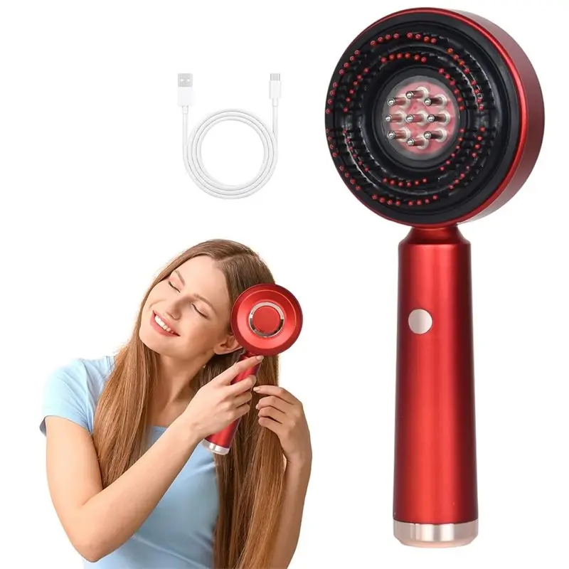 

Электрический массажер для головы A83G с красной светотерапией, массажная щетка для кожи головы 3-в-1, аппликатор для нанесения масла для волос, массажная щетка для головы