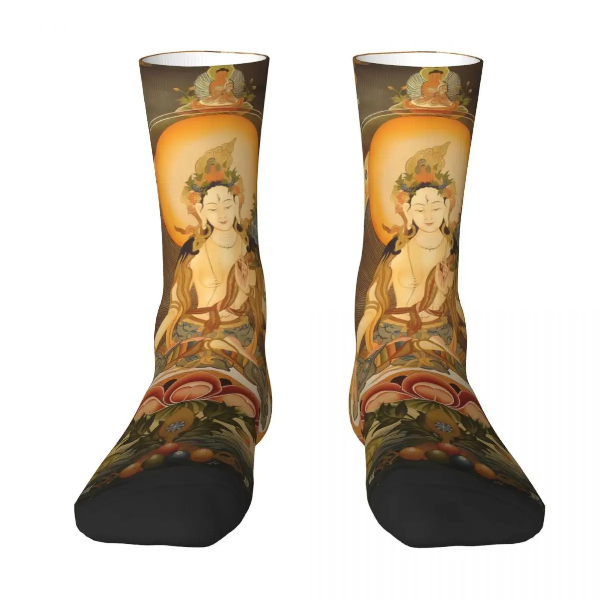 A Buddism Godness Guanyin Sock Printed Man Polyester
