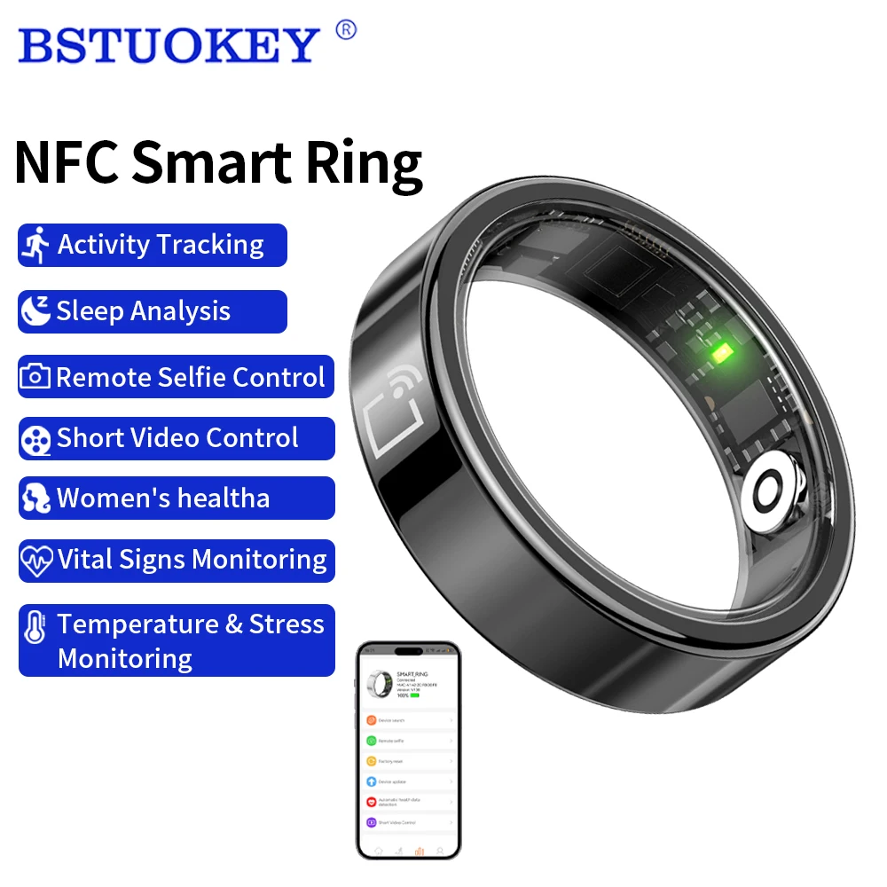NFC Smart Ring Access Control IP68 Waterproof Simple Style NFC Ring for Door Lock Device Support Detection TrackingSleepAnalysis