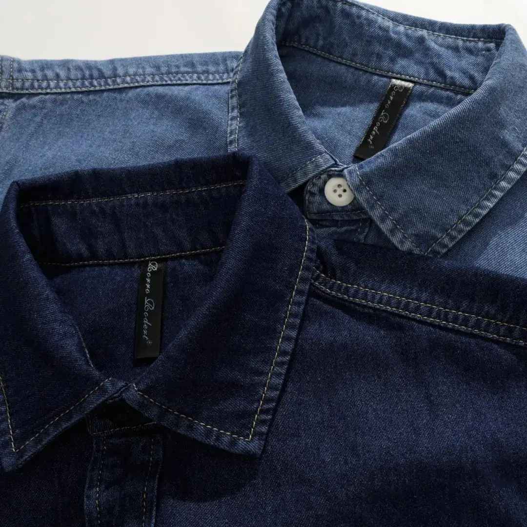 American Style Loose Men's Denim Shirt Pure Cotton Long Sleeve Casual Inner Wear Trendy Leisure Workwear Jacket