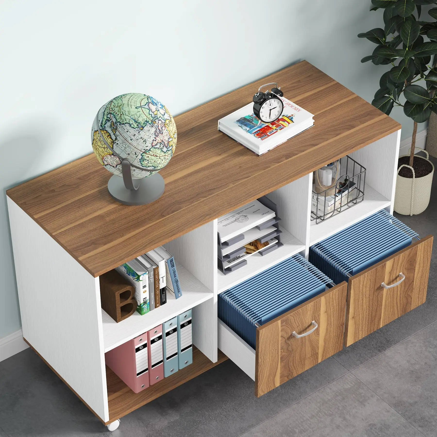 

# Tribesigns 2 Drawers Lateral File Cabinet 47-inch Mobile Wood Household Items Save Space Printer Stand