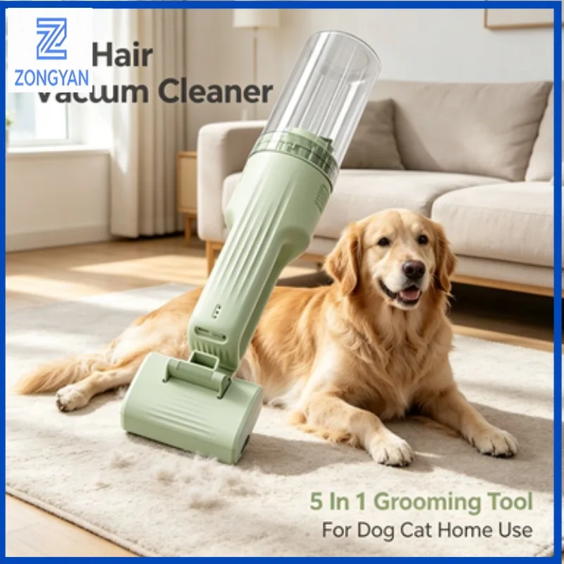 ZONGYAN Pet Hair Vacuum Cleaner 5 In 1 Multifunctional Electric Grooming Tool Dog Cat Home Floating Supping Knot Remover Trimmer