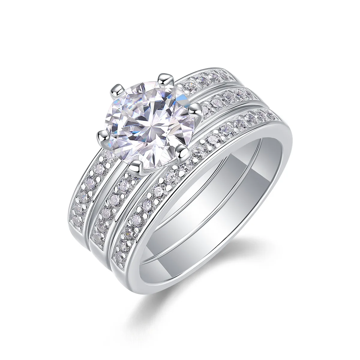 JEWLARA Stacked Ring, Children Will Not Fade, Light Luxury and High-end Sense Versatile S925 Silver Moissanite Rings