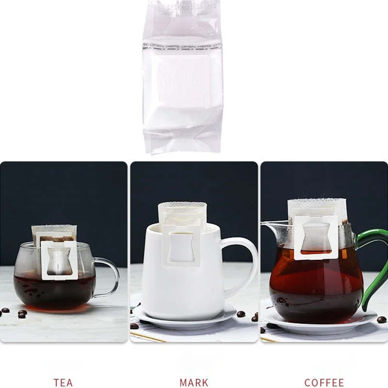 50pcs/pack Hanging Ear Coffee Filter Bag Portable Disposable Hand Pour Coffee Powder Filter Bag Barista Coffee Filter