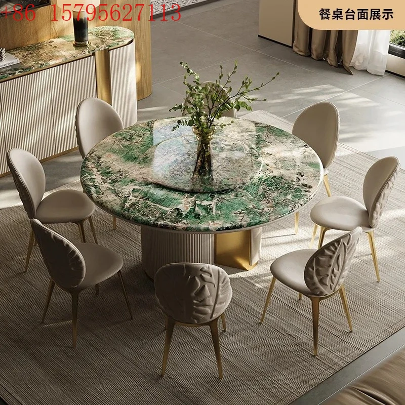

Light luxury dining table and chairs negotiation table premium Italian marble square round dining table9344