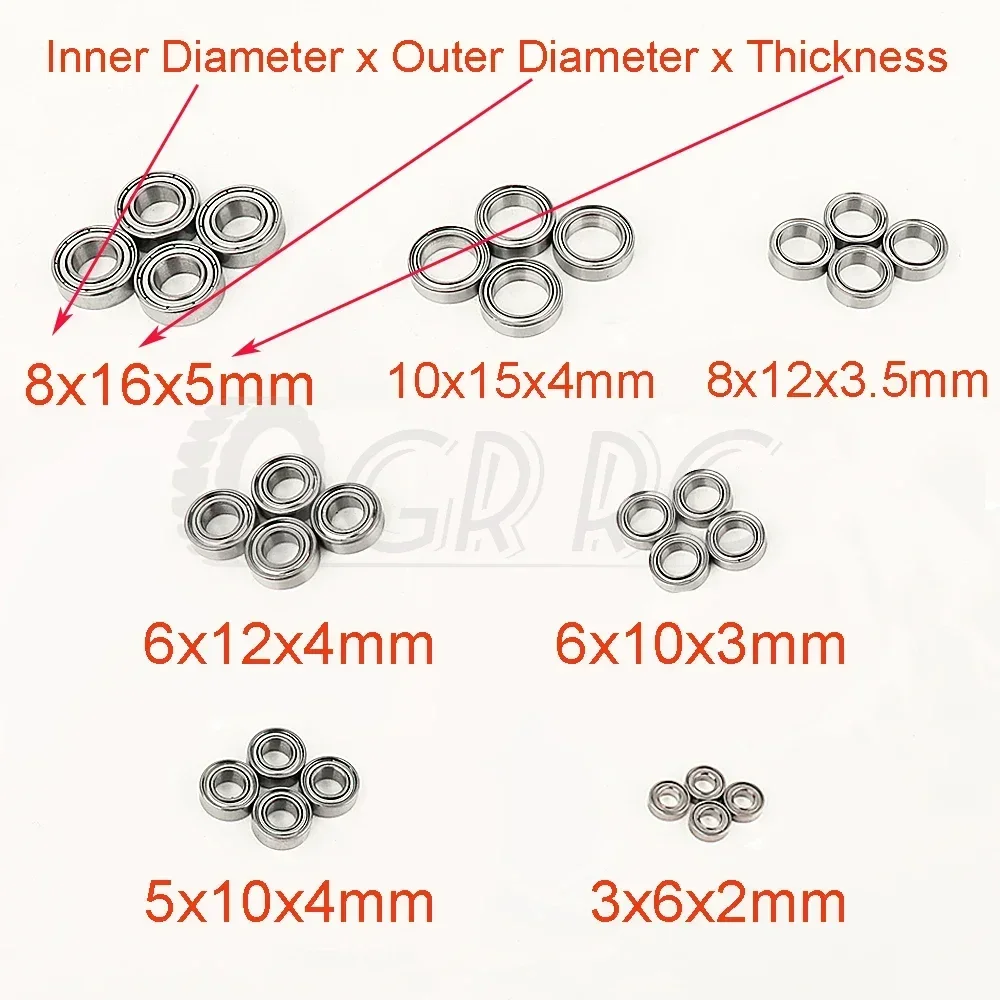 Chrome Steel Sealed Bearing Kit Set for RC Axial 1/10 SCX10 Geabox 90027 Pro II III Capra 1/18 UTB18 1/24 SCX24 90081 Crawler