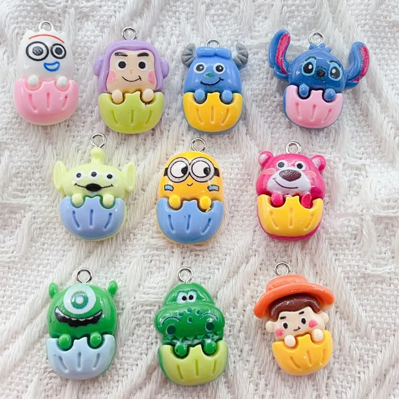 10pcs Toy Story Buzz Lightyear Lotso Cartoon Cute Anime DIY Pendant Keychain Jewelry Resin Material Handmade Accessories