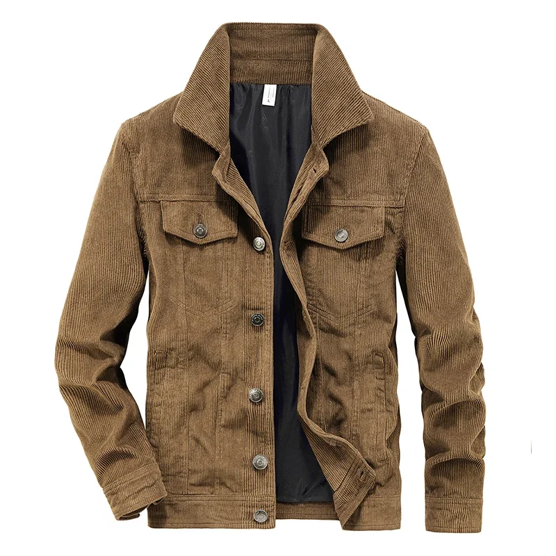 Men Streetwear Casual Coats Thin Breathe Coats Fashion Men Plus Size Fall Coats Vintage Style Men's Light Weight Corduroy Jacke