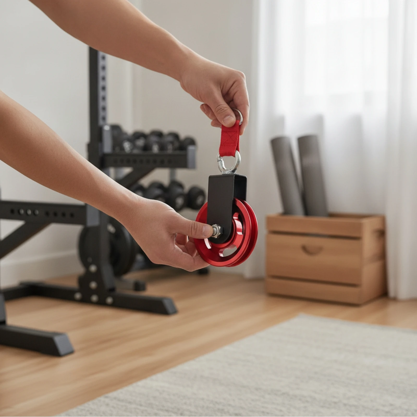 Fitness Pulley 360-Degree Rotating Pulley with Carabiner Gym Attachment Silent for Strength Training