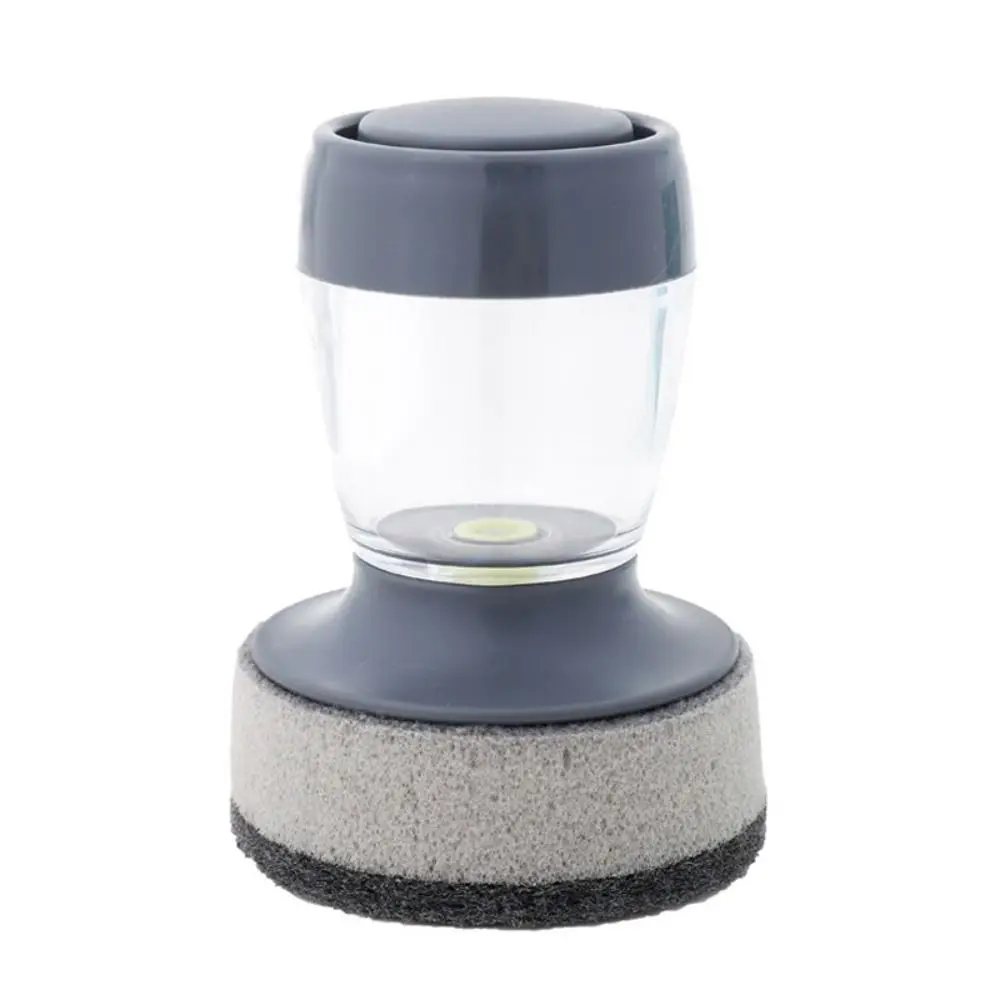 Upright Liquid Adding Pot Washing Brush Grey Detachable Soap Dispensing Dish Washing Brush Replaceable Brush Head