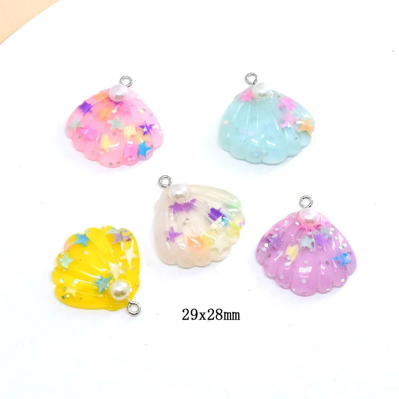 10pcs Star Shell Resin Flatback Earring Charms Cartoon Sea Shell Pendant For Earring Keychain Accessory Diy Jewelry Making