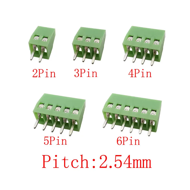 5/10Pcs Mini Pitch 2.54mm PCB Screw Terminal Block Connector For 26-18AWG Wire Cable 2/3/4/5/6 Pin PCB Screws Terminals 150V 6A