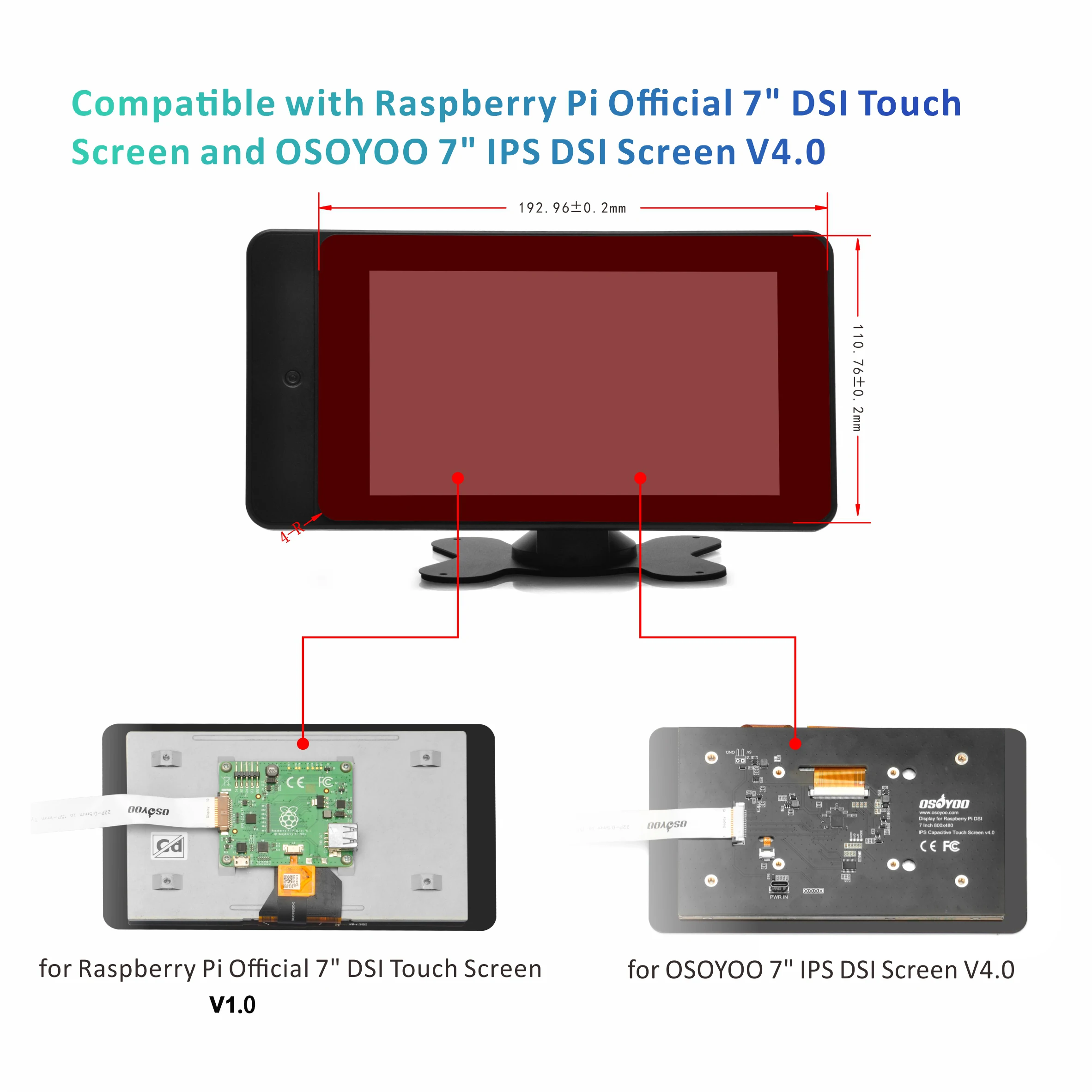 Картина 3: Чехол OSOYOO PiStudio для Raspberry Pi 5/4/3/2 — совместим с официальным 7-дюймовым DSI Raspberry Pi и 7-дюймовым экраном OSOYOO IPS DSI