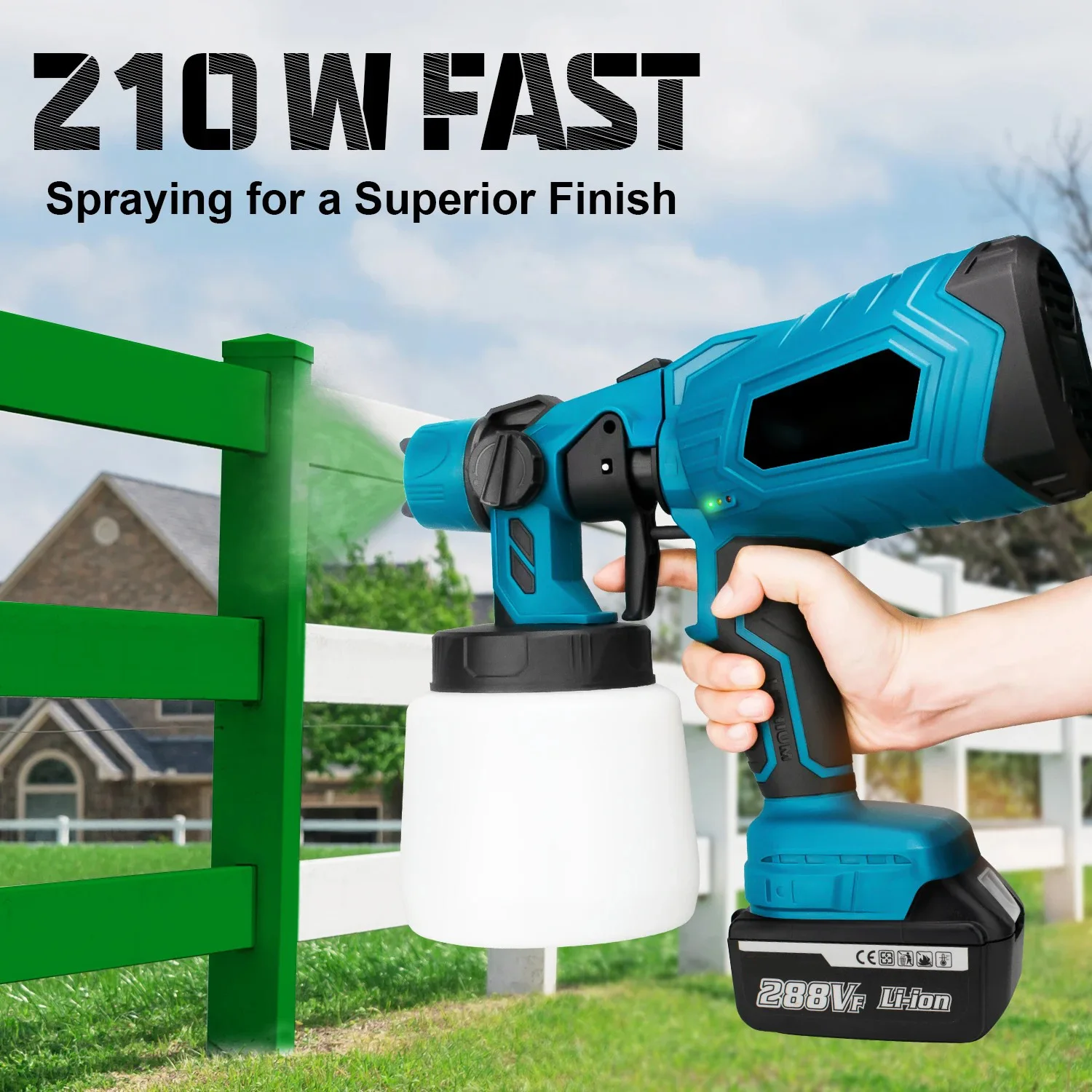 1000ML 전기 스프레이 건 고전력 무선 페인트 분무기 HVLP 자동 가구 강철 코팅 에어 브러시 Makita18V 배터리 핀