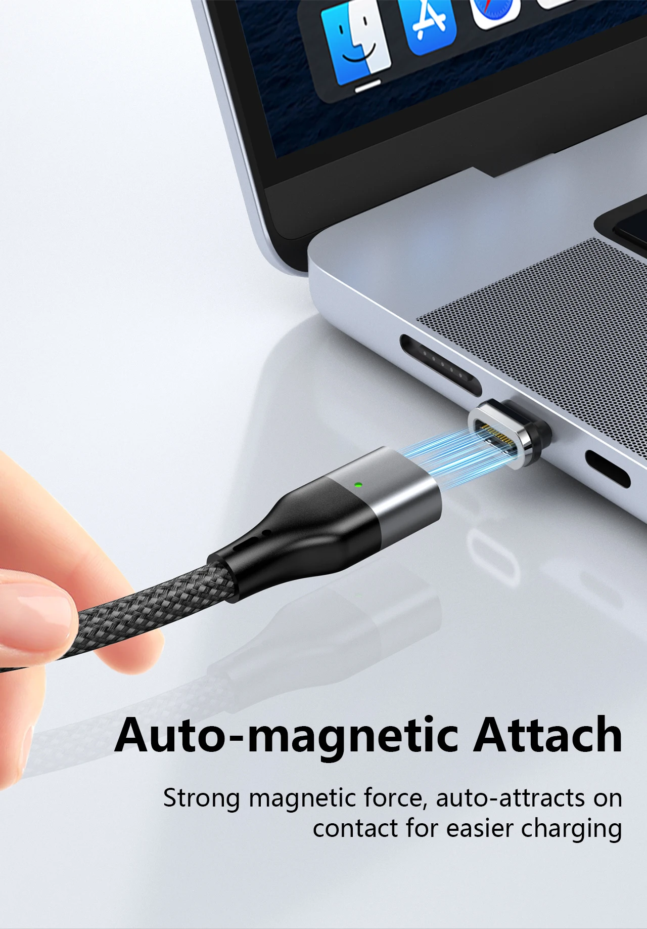 PD 240W USB-C Magnetisches Datenkabel USB Typ C Ladekabel 3-in-1 Schnellladegerät USB-C Kabel für iPhone 17 16 15 Huawei Datenkabel – Detail 7
