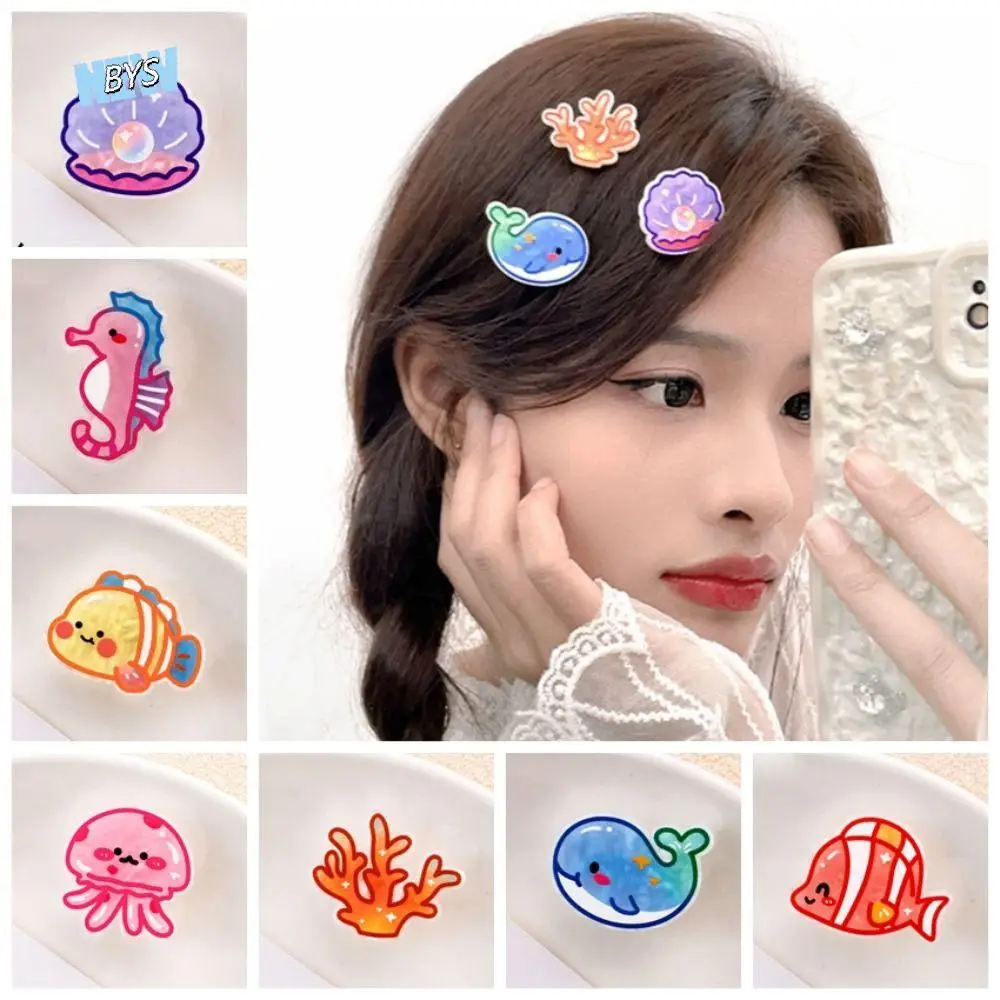 

Elegant Conch Ocean Fish Hairpin Coral Clownfish Jellyfish Hair Clips Barrettes Seaweed Animal Duckbill Clip Female/Children