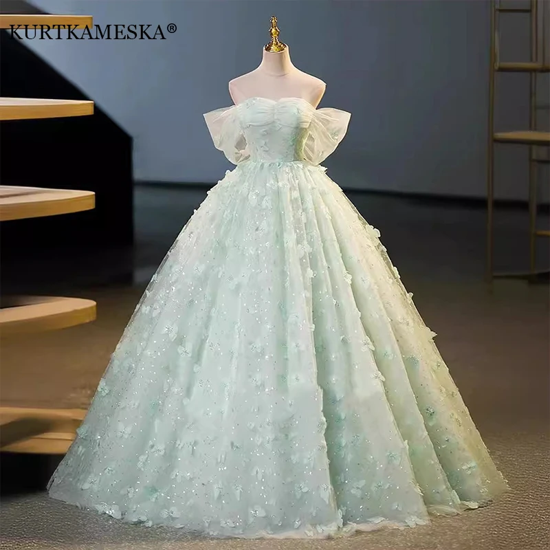 Vestido de noche largo de lujo para mujer, traje romántico y elegante de color verde menta, ideal para cumpleaños y fiestas, novedad de 2024