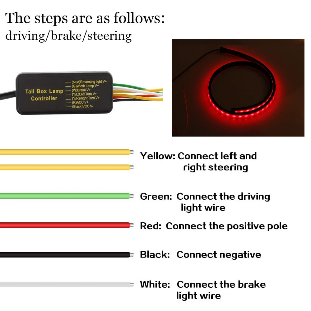 Car Styling High Rear Additional Stop LED Lights Turn Signal Flashing DRL Running Lamp Red Auto Brake Flexible Strips Hood Light - Image 3