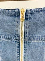 HIGH STREET Newest 2026 Designer Fashion Skirt Women's Lion Buttons Pleated Denim Skirt - Image 5