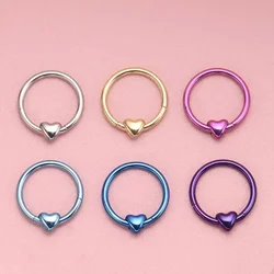 ASTM F136 Titanium Heart Clicker Septum Piercing 16G Daith Helix Earring Piercing 2024 New Nose Rings Anodized Body Jewelry
