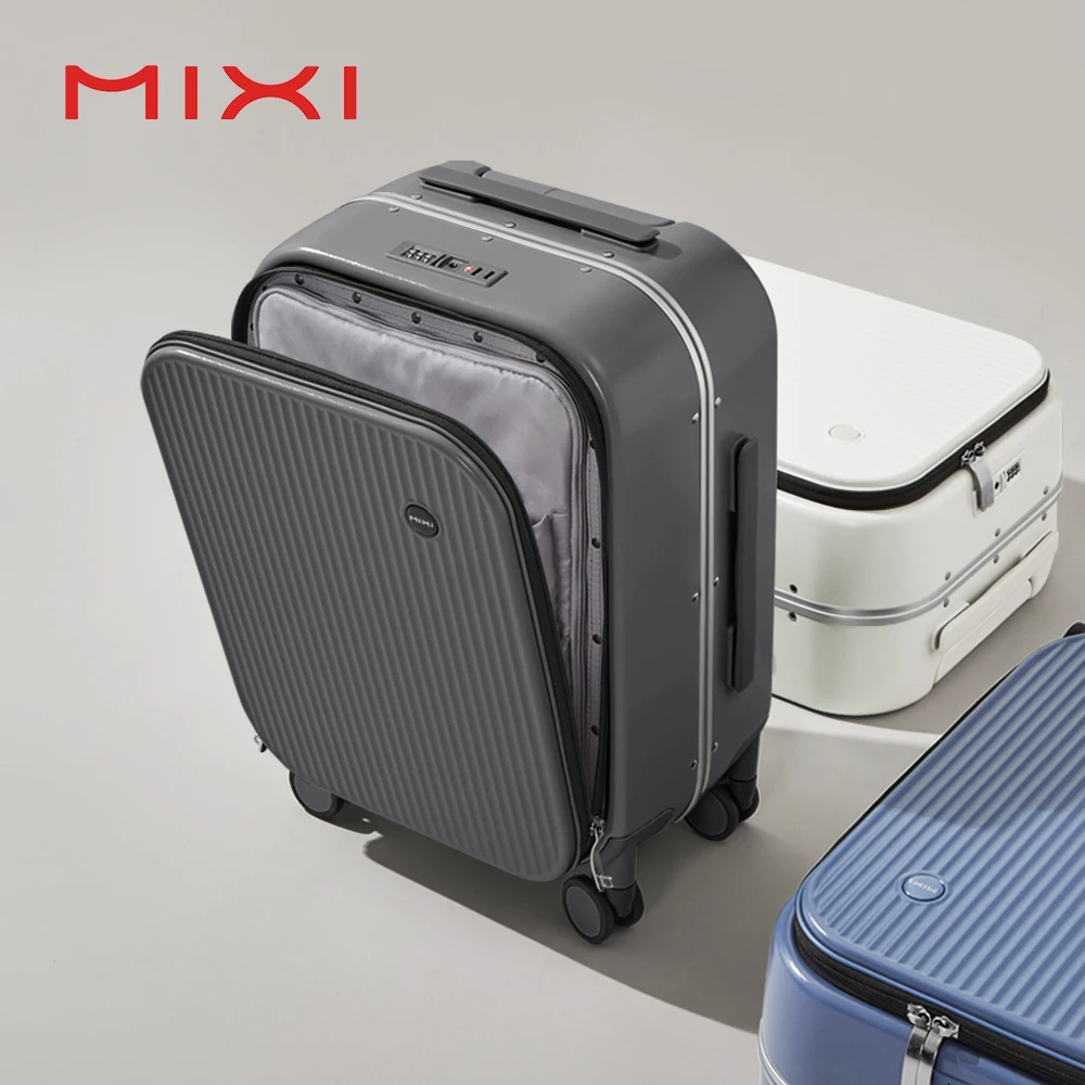 Mixi 2023 nouveaux hommes 18 ''20'' valise à main cadre en aluminium voyage avant ordinateur portable poche bagages femmes PC TSA serrure