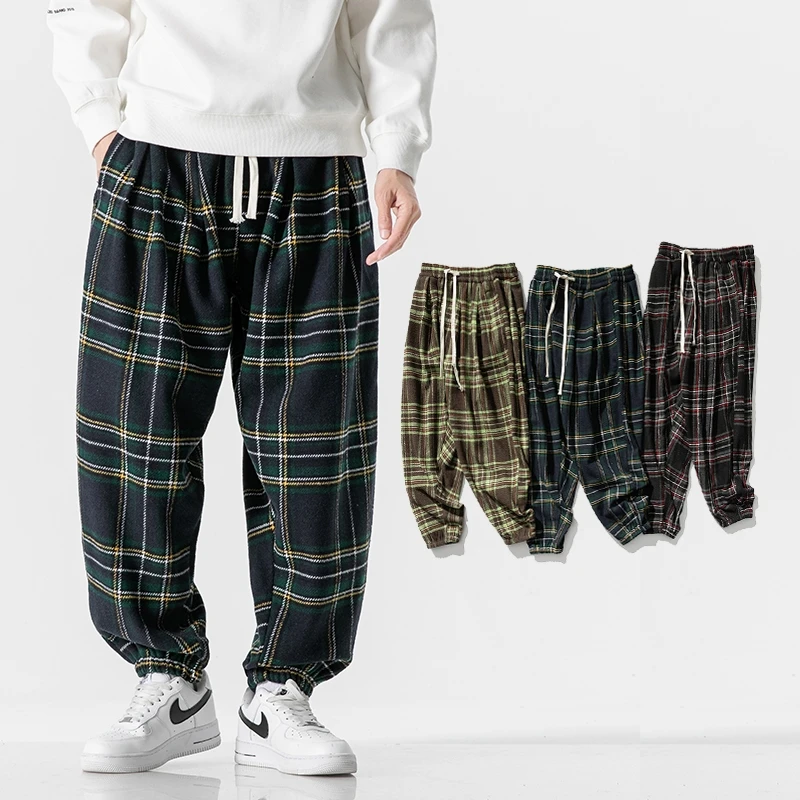 Pantalones bombachos de forro polar para hombre, pantalón de chándal con cintura elástica holgado, grueso, estilo Harajuku, ropa de calle