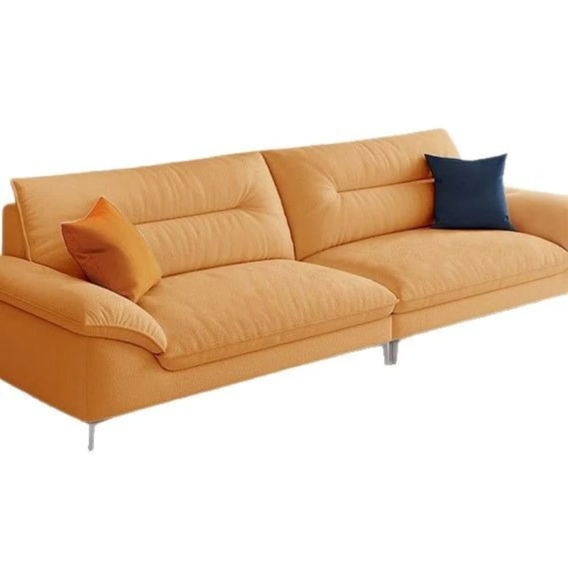 

New simple cream style sofa office Nordic style sofa living room small apartment straight row rental room