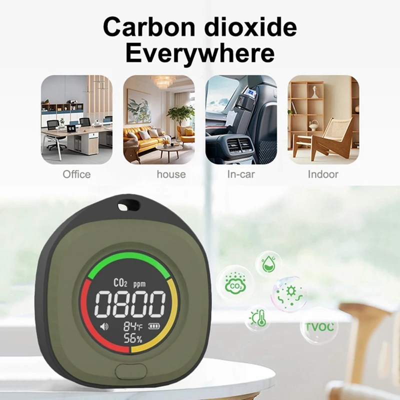 K5C Mini Carbon Dioxide Detector CO Tester Air Quality Portable Monitor LED Screen USB Typc-C Charging Indoor