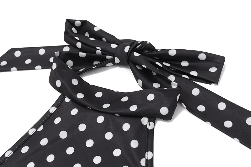 Elegantes, schulterfreies Minikleid mit Polka-Dot-Muster, ärmellos, rückenfrei, hohe Taille, Neckholder, Y2K-Sommermode, Club-Party, Damenkleid – Detail 26