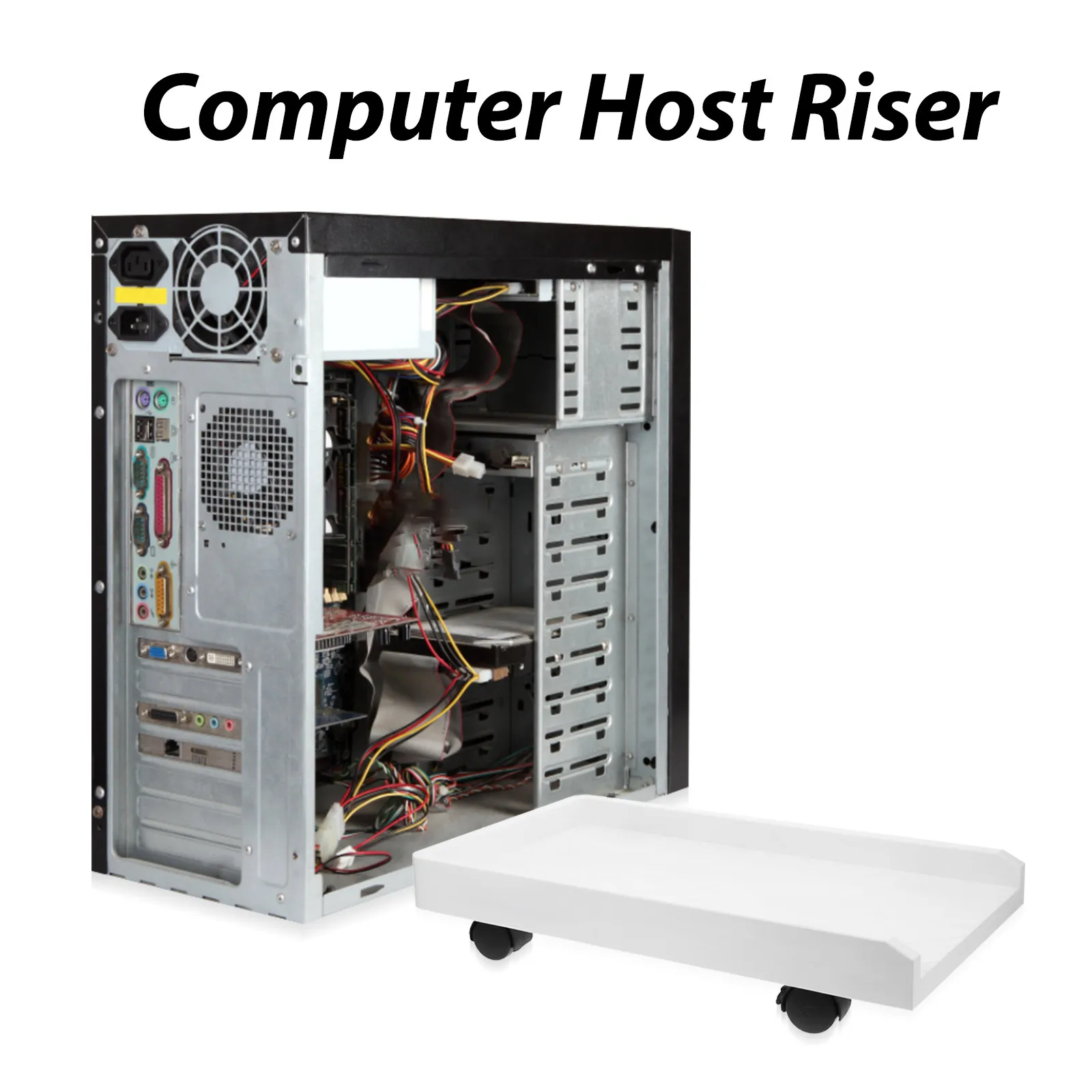 Picture 3: 1Set Computer Tower Stand Desktop Pc Riser with Swivel Brake Casters for Carpet Floor Under Desk Cooling Airflow Mobility