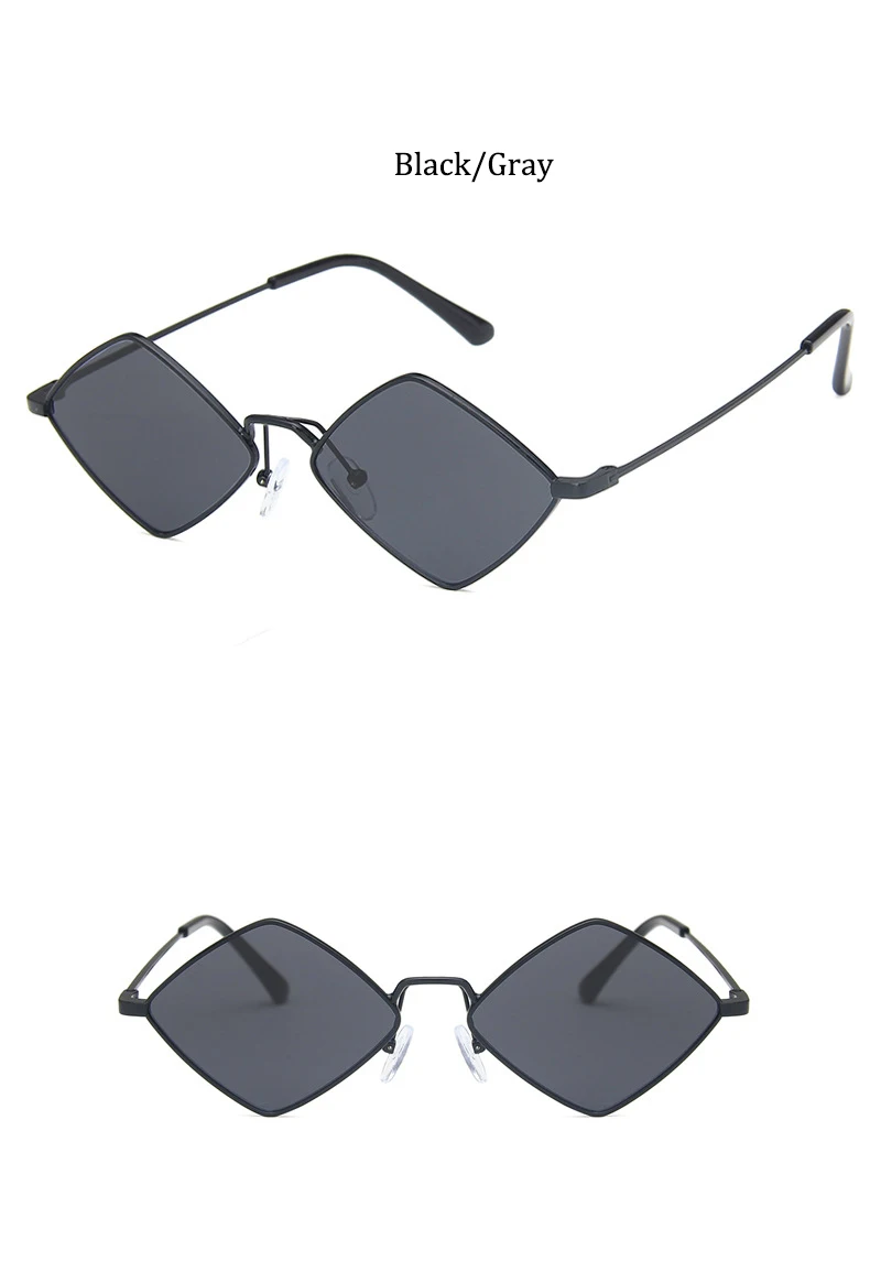 Hipster Polygon Damen-Sonnenbrille Unregelmäßiger Vintage-Rahmen Kleine Rhombus-Form Damen-Sonnenbrille Retro Legierung Brillen Schwarz – Detail 9