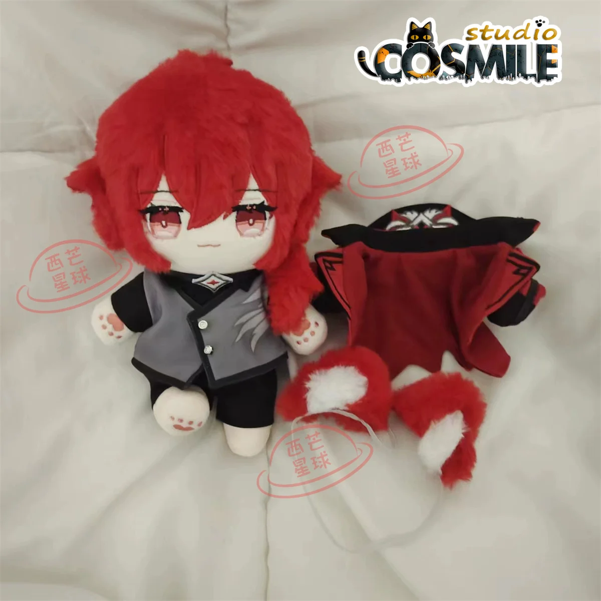 Game Genshin Impact Diluc Ragnvindr 다이루크 라겐펜더 ディルック・ラグヴィンド Stuffed Plushie 20cm Plush Doll Toy Body Clothes Clothing XQ