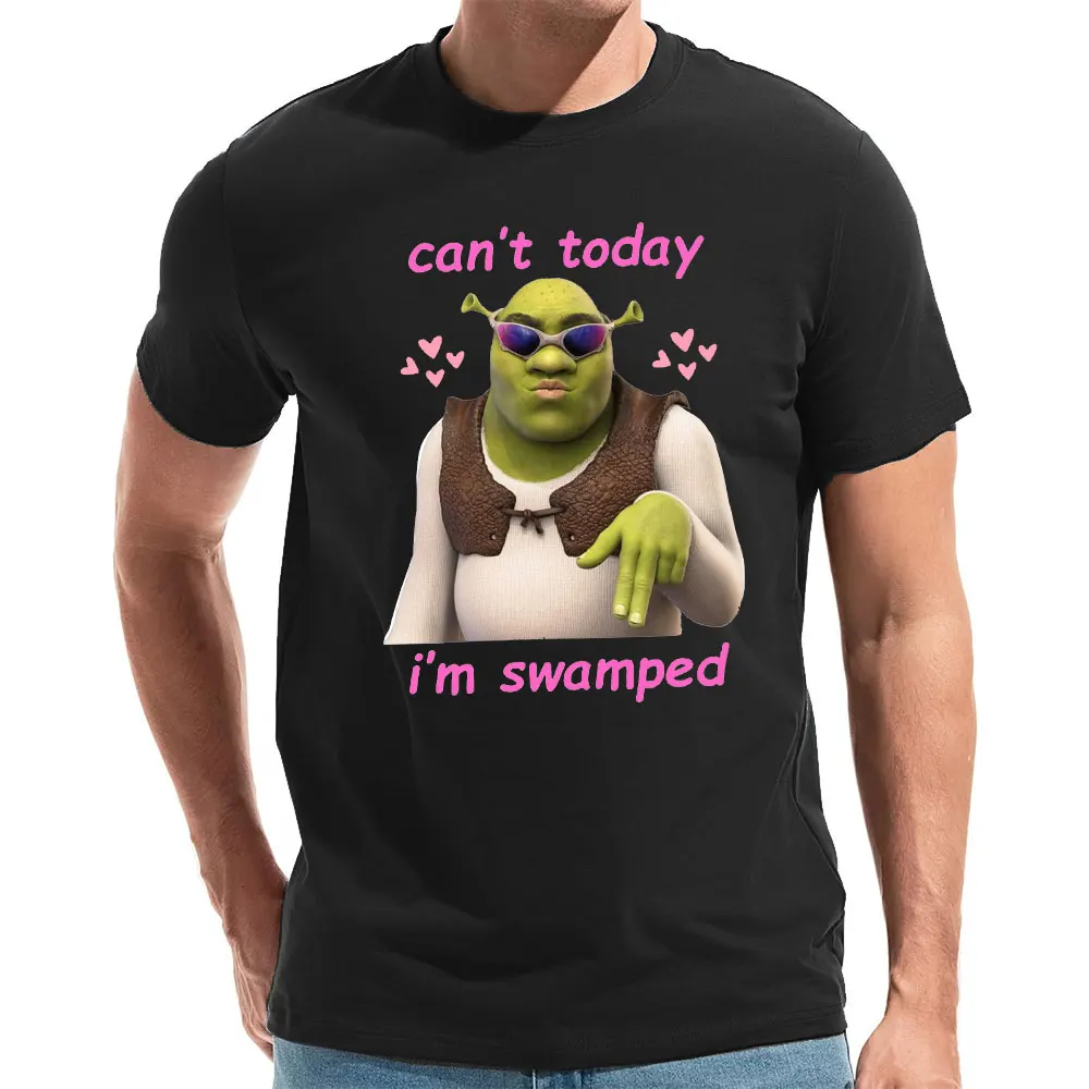 Can't Today I'm Swamped T-Shirt Shreks Character Men Vintage Cotton Tee Shirt Round Neck Short Sleeve T Shirts Gift Idea Tops