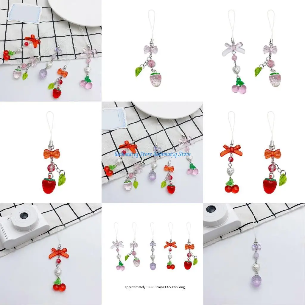 

573B Simple Cherry Strawberry Hangings Pendant Phone Strap Bag Decoration