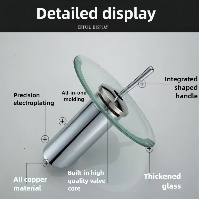 Mixer Tap Chrome Polished Glass Edge Elegant Single-Hole Inlet Pipe Faucet Transparent Bathroom Supply Sink Household